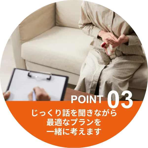 Point3.じっくり話を聞きながら最適なプランを一緒に考えます